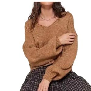 Urban Outfitters Mia Carmel Knit Drooped Shoulder Sweater